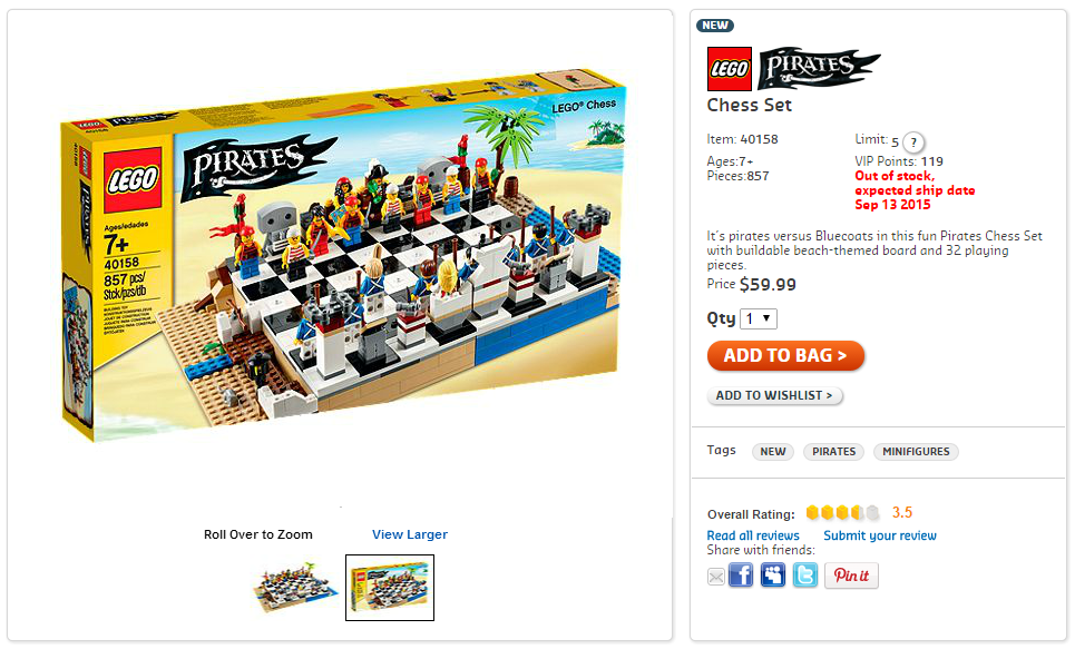 LEGO® Pirates Chess Set