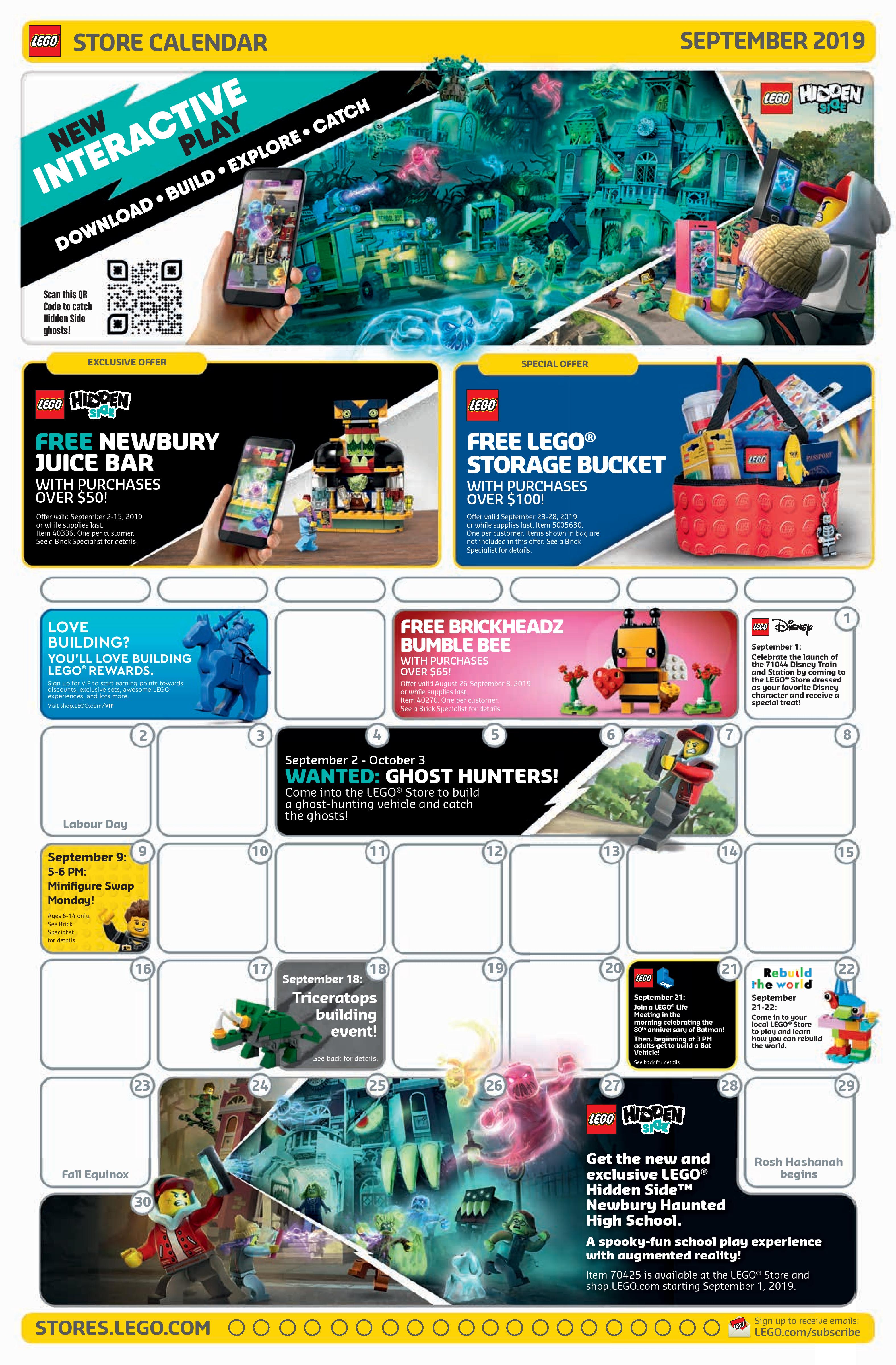LEGO September 2019 Store Calendar Promotions & Events The Brick Fan