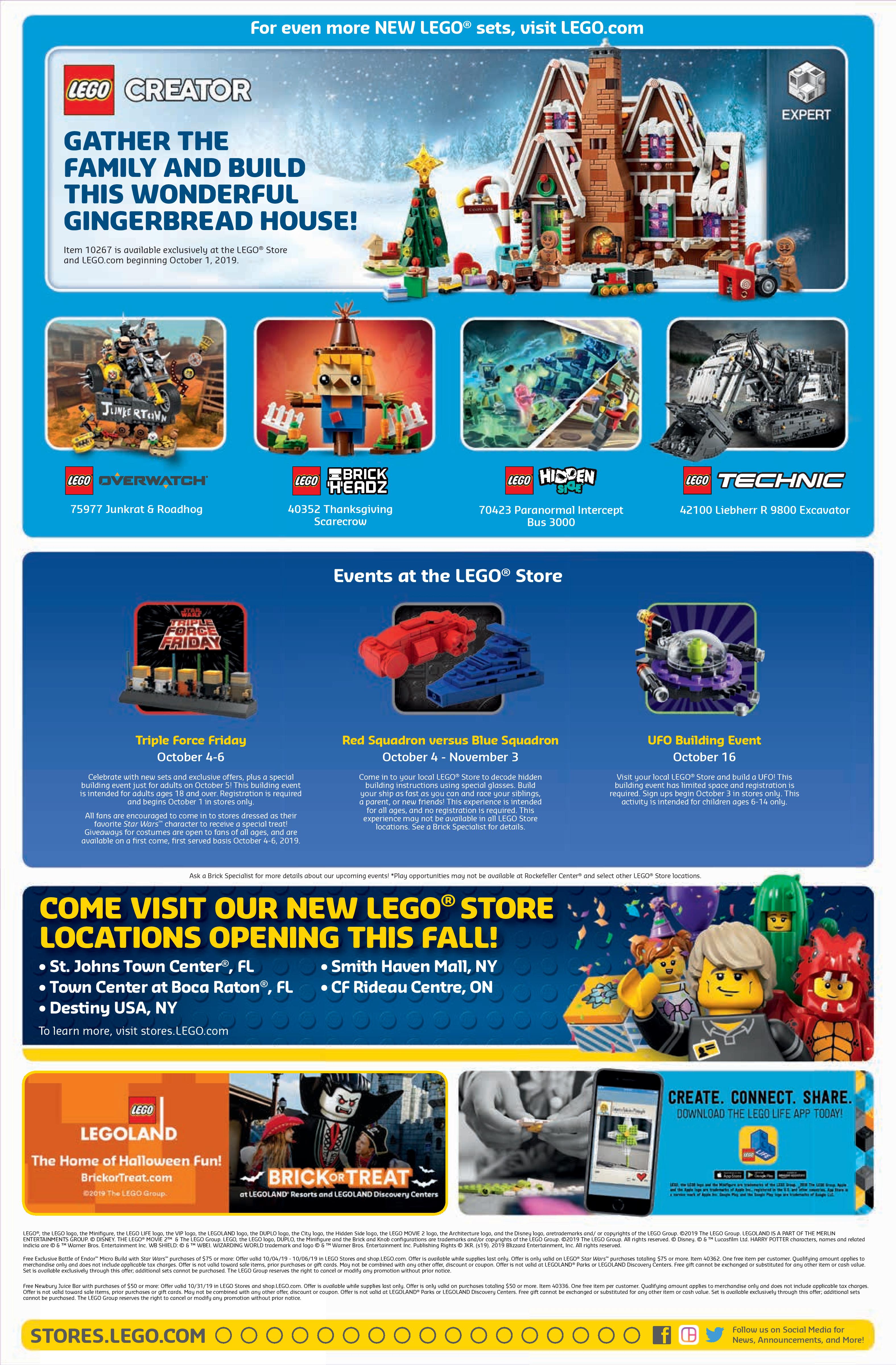 LEGO October 2019 Store Calendar Promotions & Events The Brick Fan