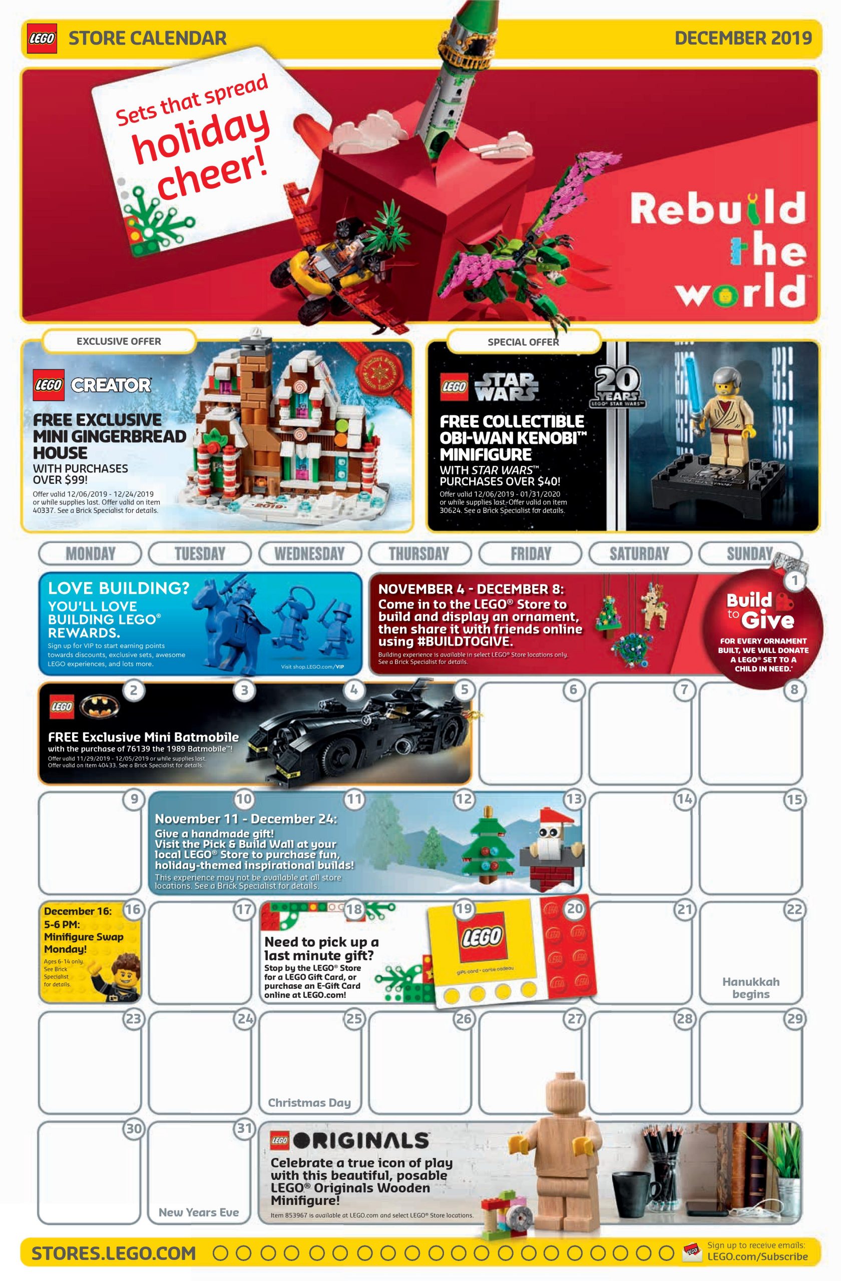 lego store calendar january 2019