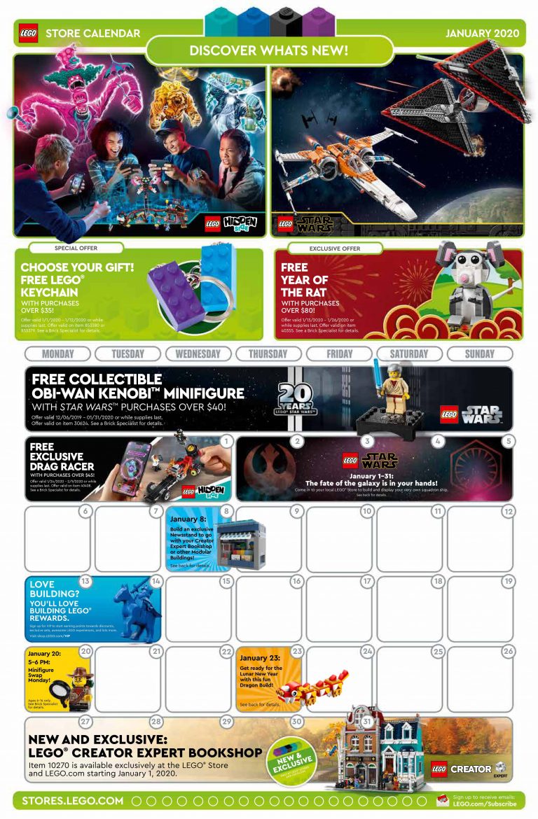 LEGO January 2020 Store Calendar Promotions & Events The Brick Fan
