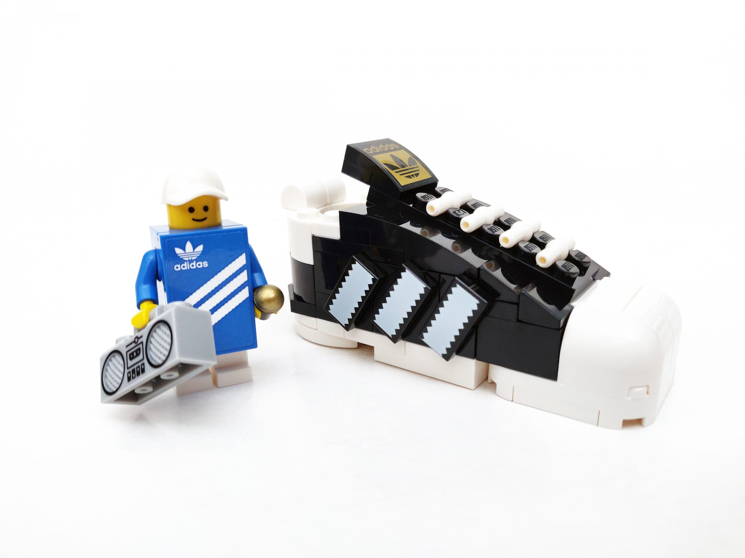 Adidas and Lego team up for a buildable Lego Superstar brick model