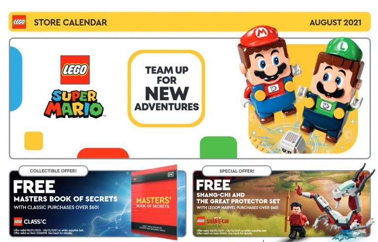 LEGO August 2021 Store Calendar Promotions and Events Final Update