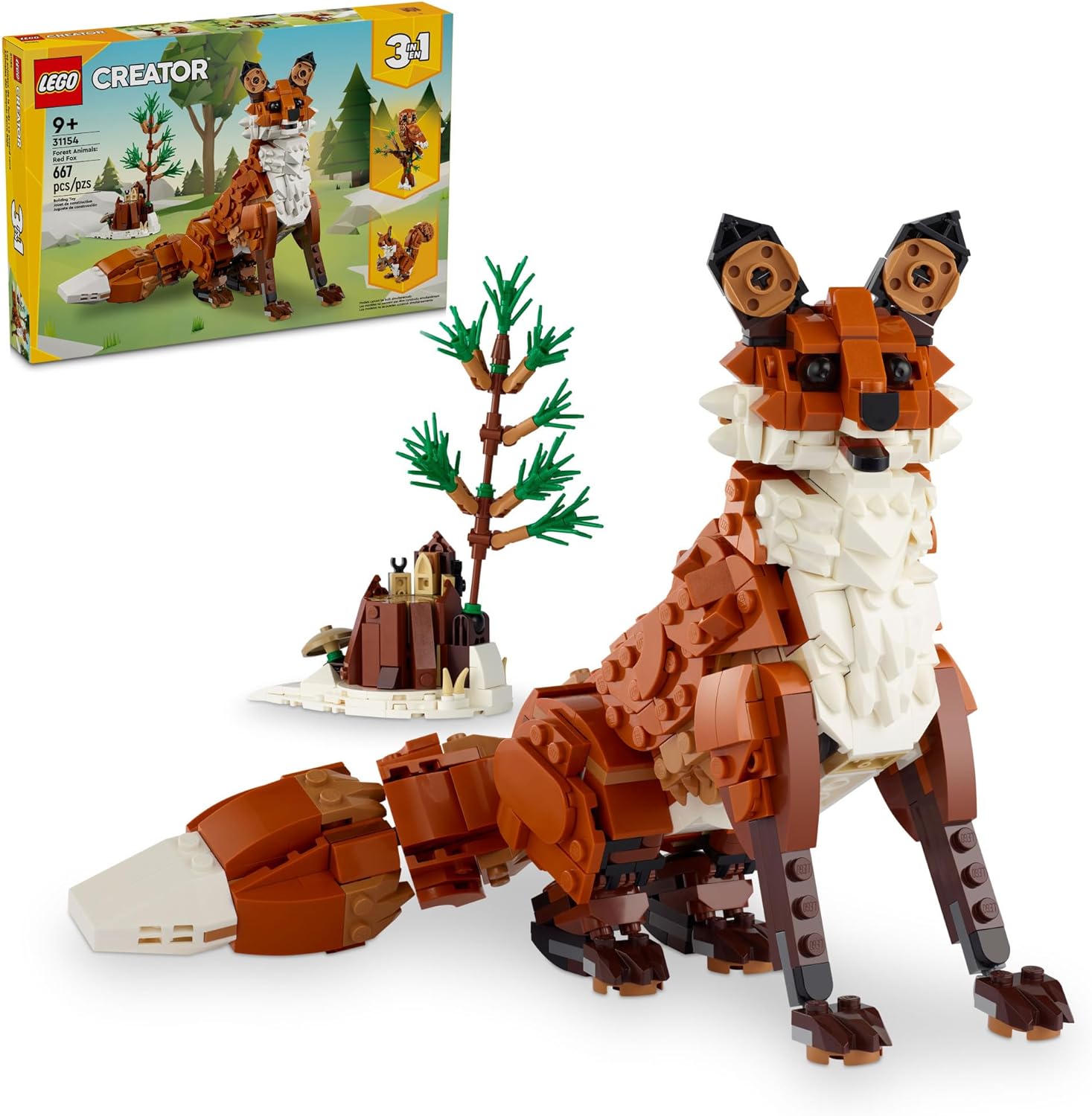 LEGO Creator 3 in 1 Fantasy Forest Creatures, Woodland Animal Toys Set  Transforms from Rabbit to Owl to Squirrel Figures, Gift for 7 Plus Year Old